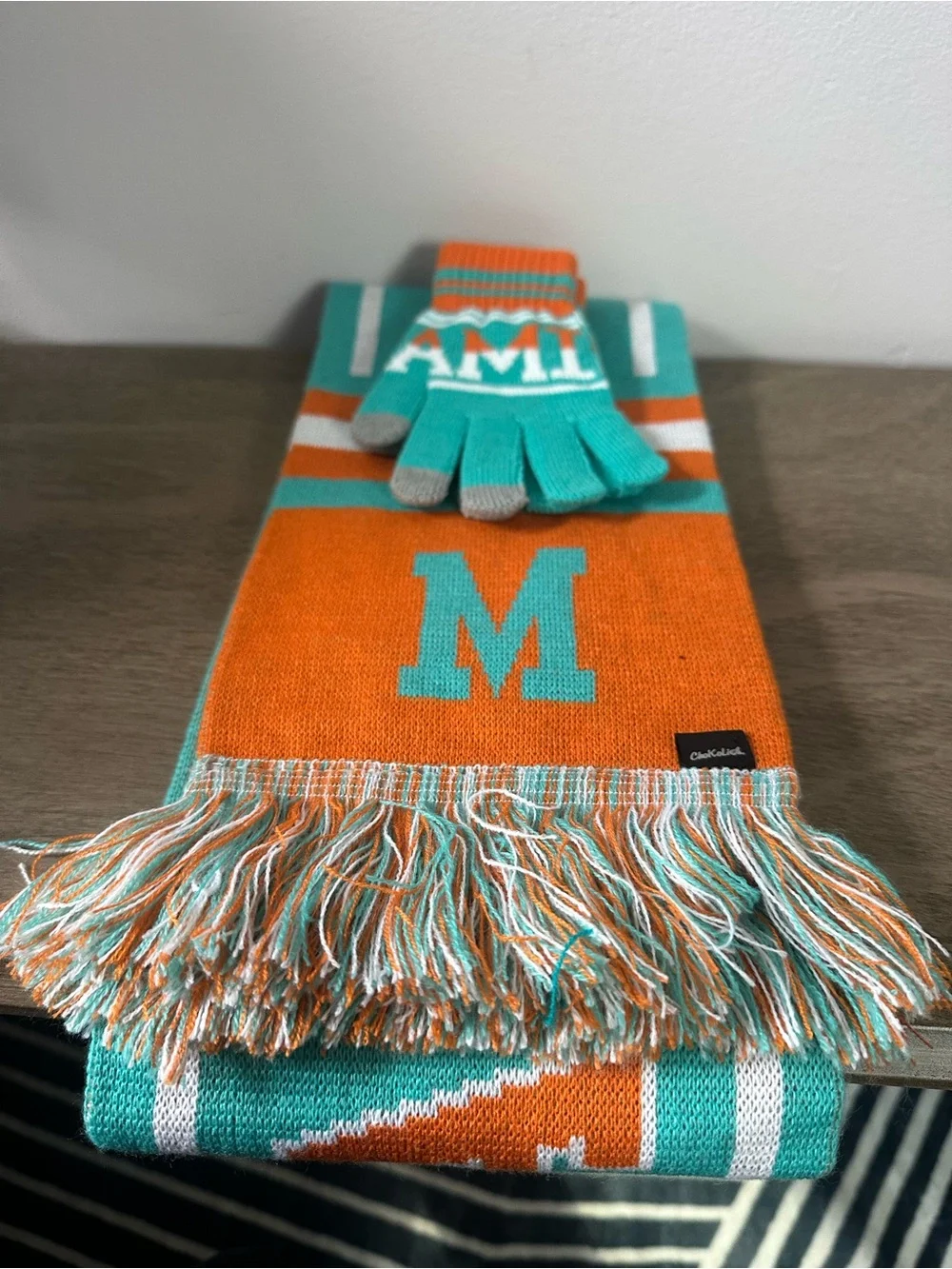Miami Dolphins Scarf and Gloves Set NWOT